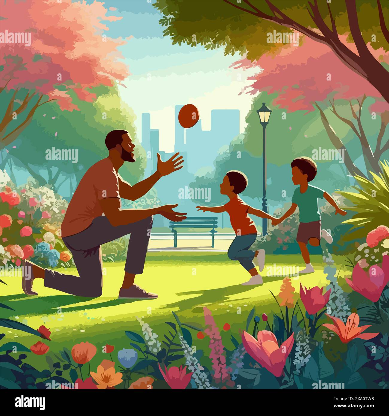 Kids happy fathers day drawing Stock Vector Images - Alamy