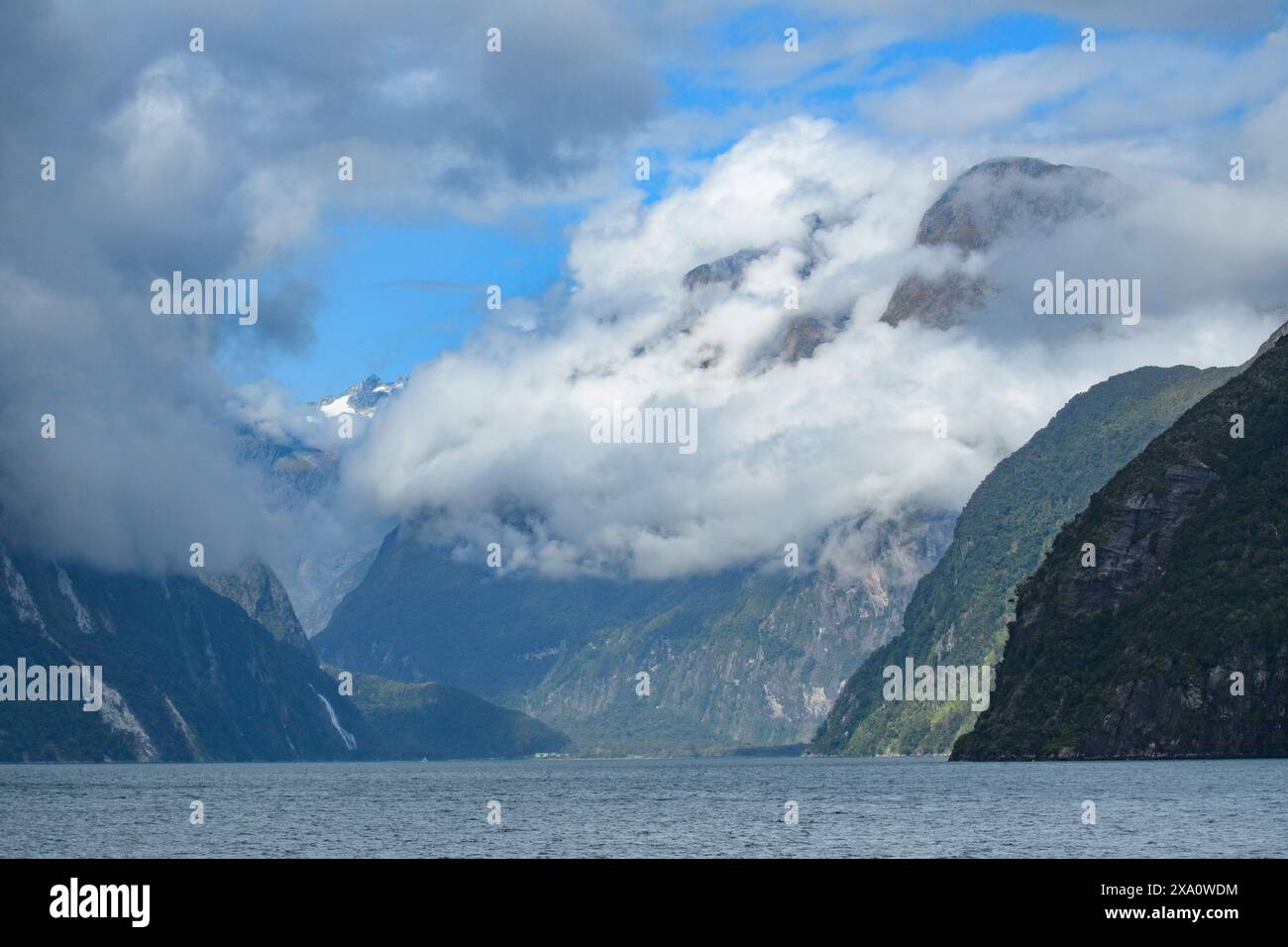 New Zealand; South Island,Fiordland National Park, Milford Sound, UNESCO World Heritage Stock Photo