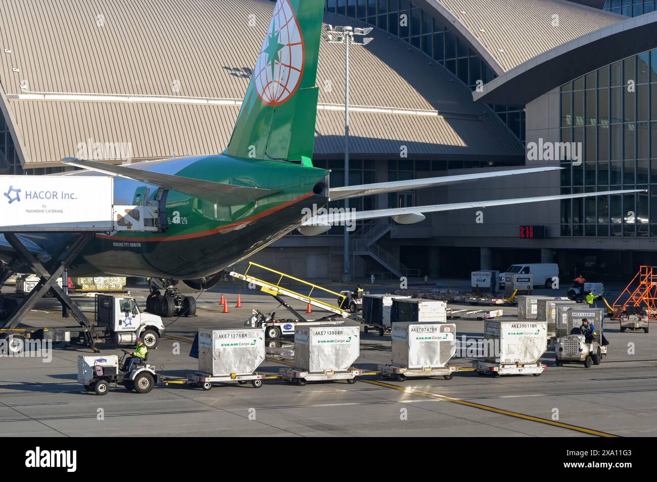 Los Angeles, California, USA 12 January 2024 Airport worker driving