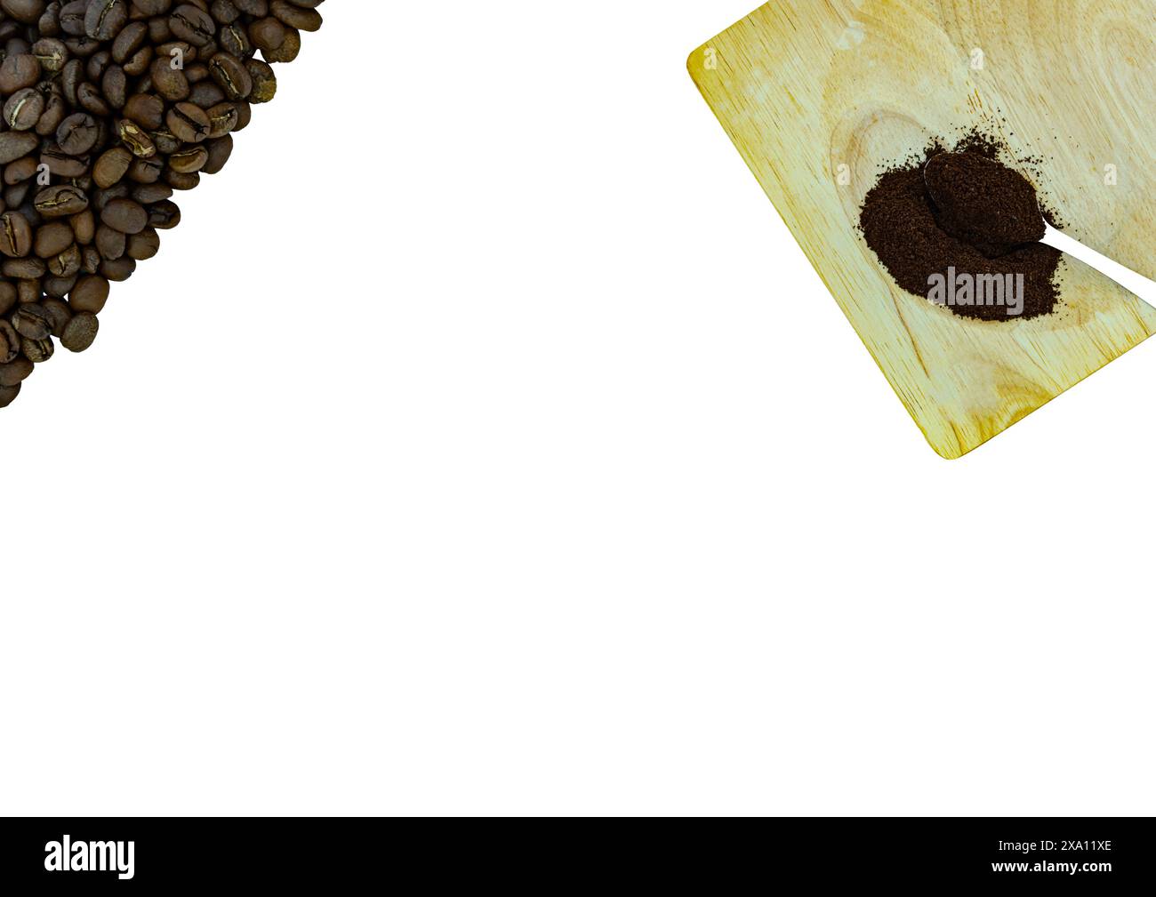 The coffee beans displayed on a plain white background. Stock Photo