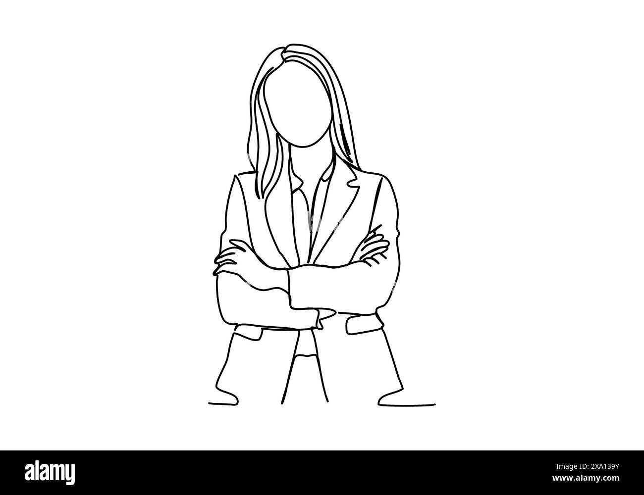 Woman in business suit, one line drawing vector illustration. Stock Vector