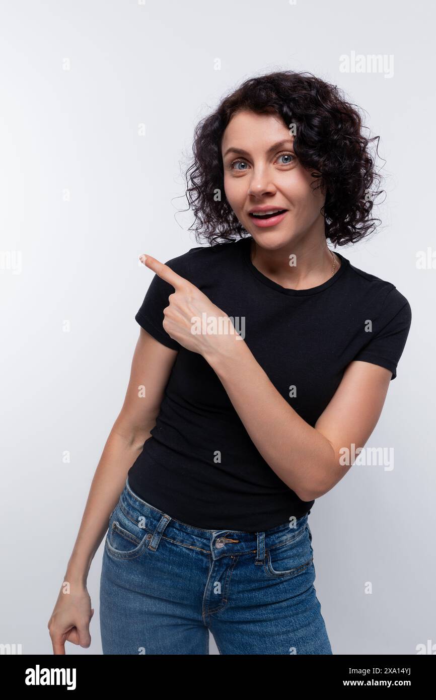 Attractive woman curly bob hi-res stock photography and images - Alamy