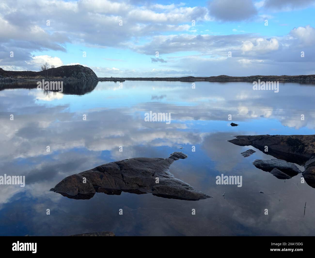 Lake Storvatnet on the island of Smoela, Norway. Stock Photo