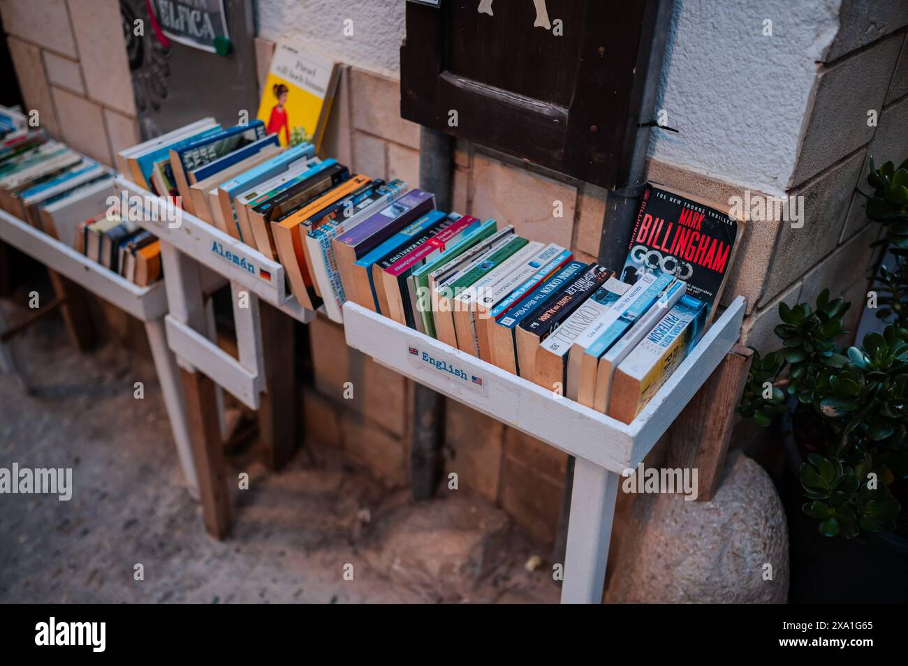 Charming La Templanza library in the old town of Peñiscola, Castellon, Valencian Community, Spain Stock Photo