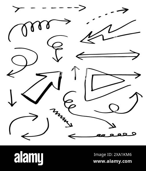 Vector set of hand-drawn arrows, elements for presentation Stock Vector