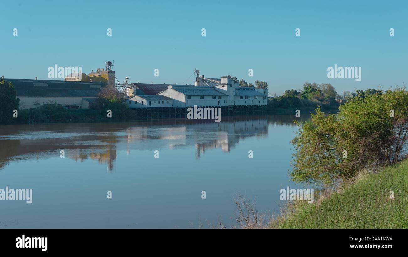 The Isleton Riverside Grain Elevator by the Sacramento River Stock ...