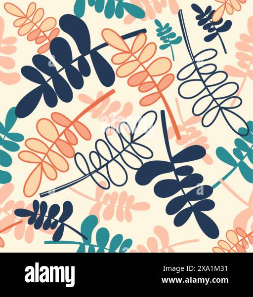 Tropical seamless leaves pattern.Fashion, interior, wrapping, packaging suitable.  Vector illustration. Stock Vector