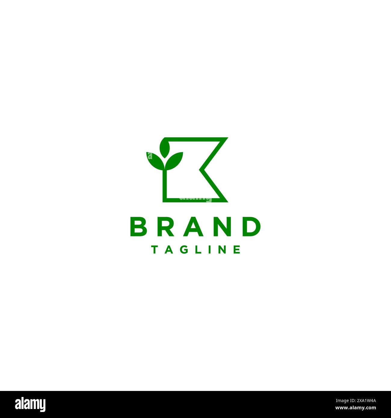 Plant Branch Forming Letter K Logo Design. Initial Letter K and Leaf ...