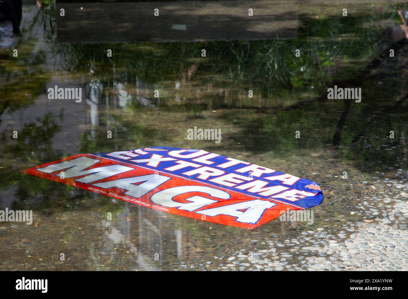 Protestors outside of the Donald J Trump hush money trial in New York