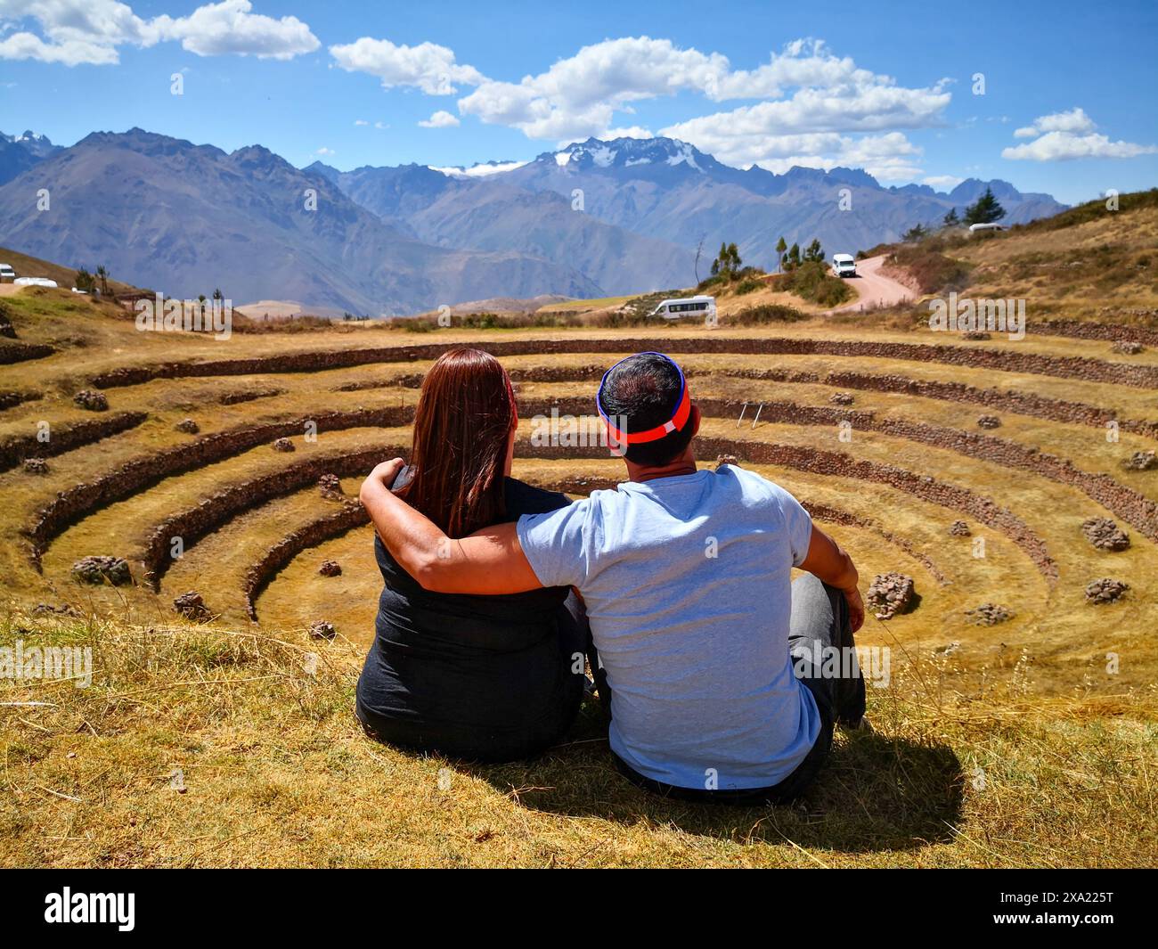 A Beautiful couple in Moray, Peru Stock Photo