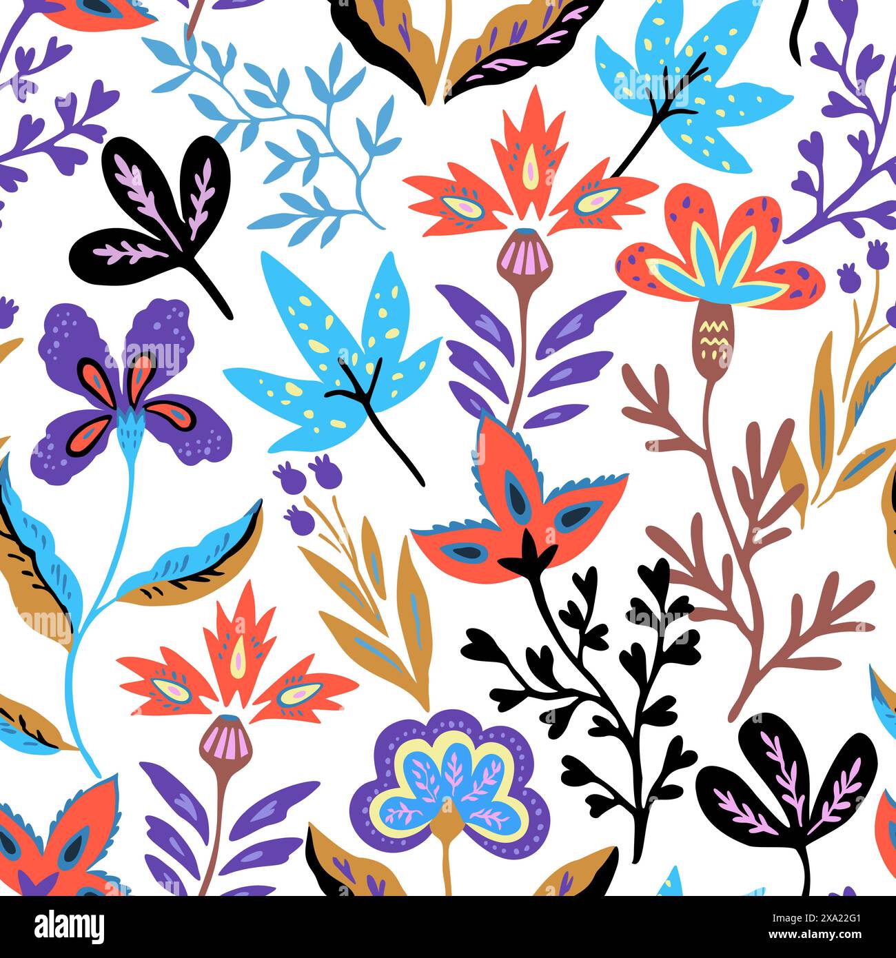 Ornamental floral pattern with stylized ornate floral elements. Vector ...