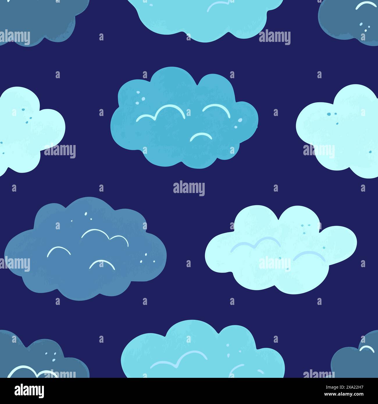 Seamless pattern with cute cartoon clouds. Vector illustration Stock ...