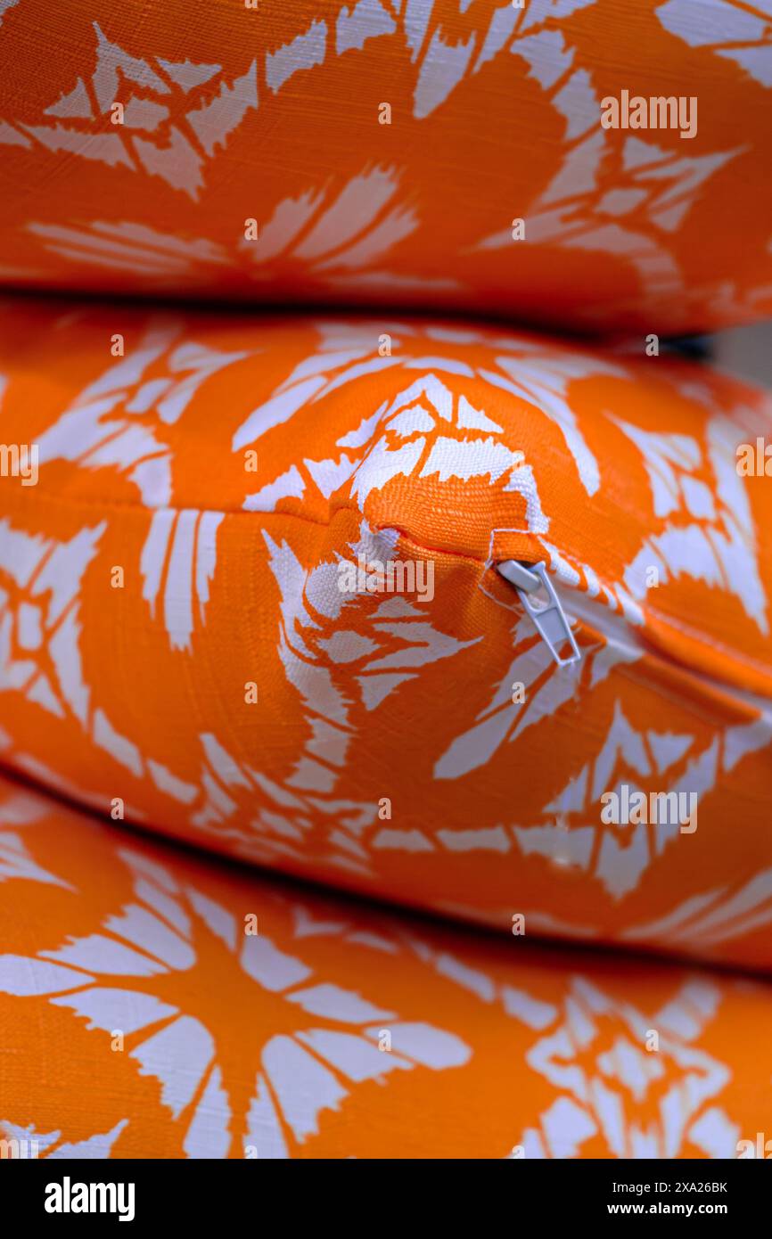 Close-up shot of three stacked pillows Stock Photo