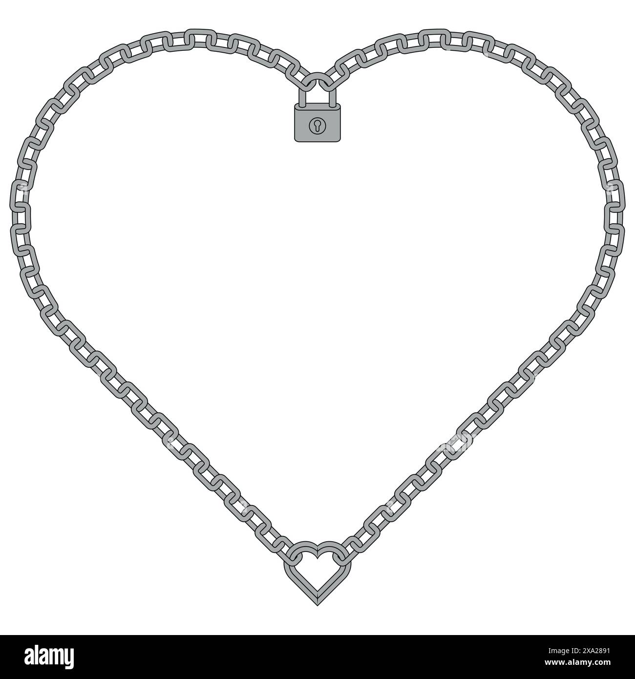 Vector design padlock with chains in heart shape, frame for Valentine's ...