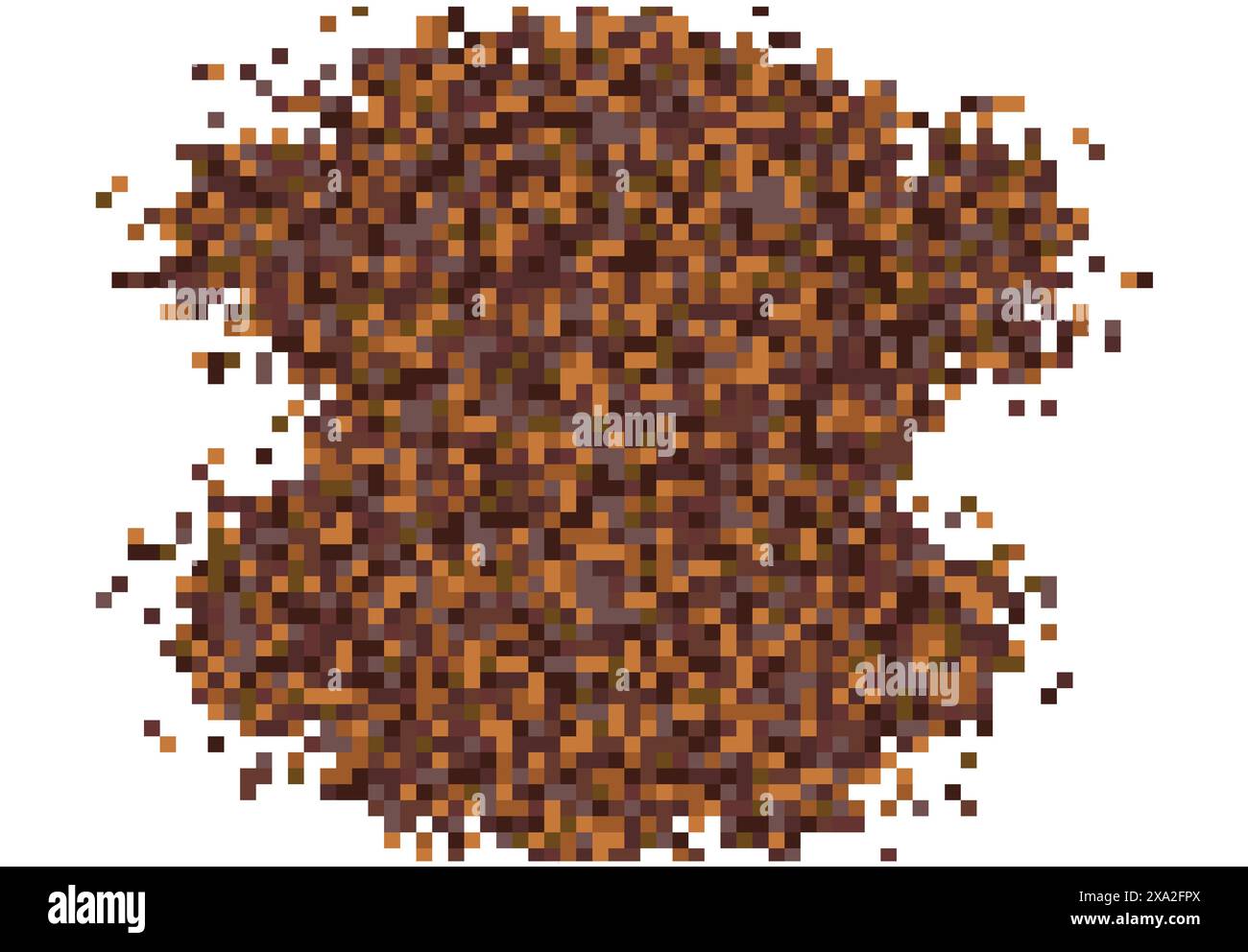 The word cocoa is written with scattered powder. Sun rays made from coffee or chocolate powder flying dust particles on white background. Crushed Stock Vector