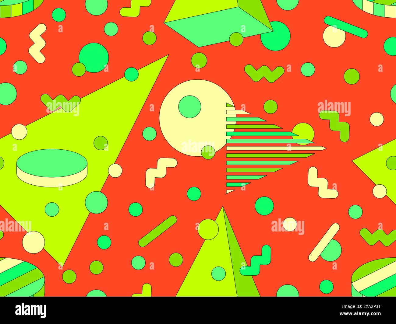 Memphis geometric seamless pattern with 3D shapes in 80s and 90s style ...