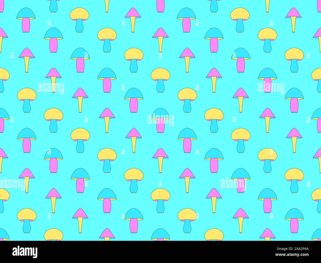 Mushrooms seamless pattern. Mushrooms of different shapes in the color