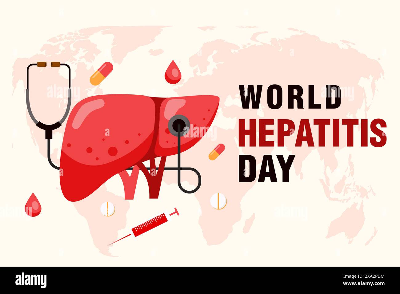 world hepatitis day background illustration in flat design Stock Vector