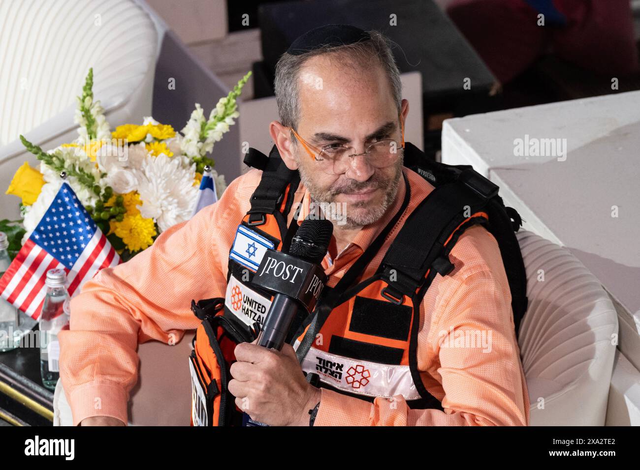 Founder president united hatzalah eli beer speaks during interview