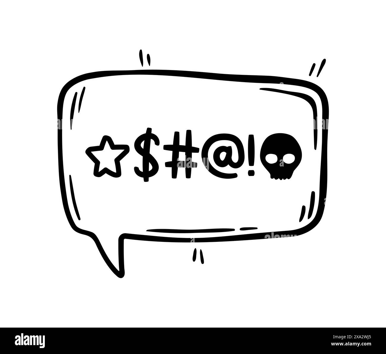 Hate angry talk, comic swear speech bubble. Aggressive expletive curse. Vector expressive typography signs inside of black dialogue cloud, intensity and emphasis of the profanity, rude comment message Stock Vector