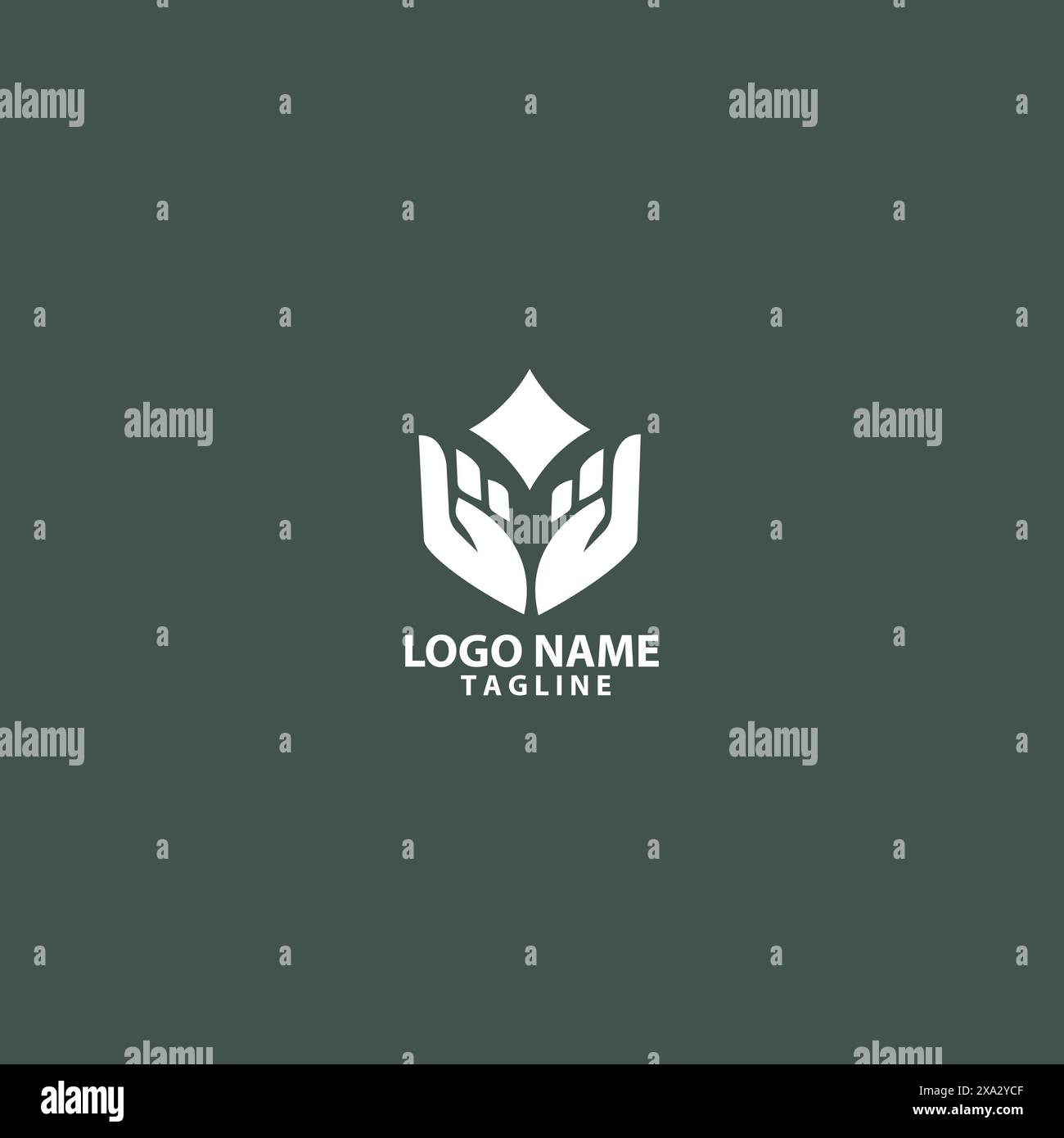 hand shine logo design vector Stock Vector