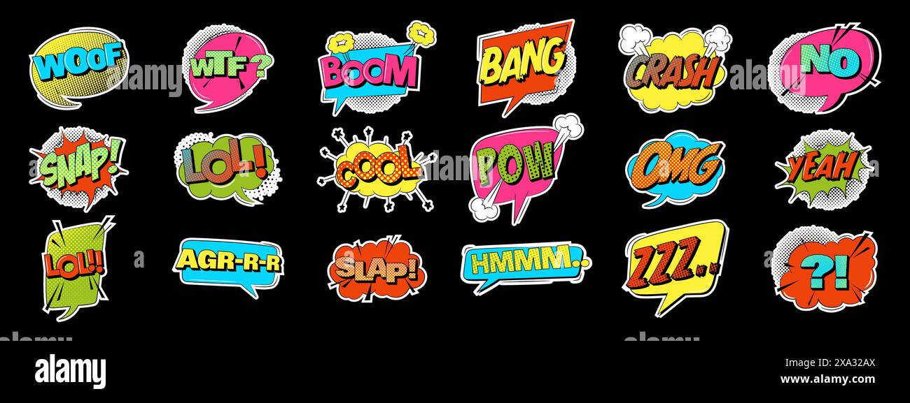 Comic speech bubbles in trendy retro style. Collection of pop art ...