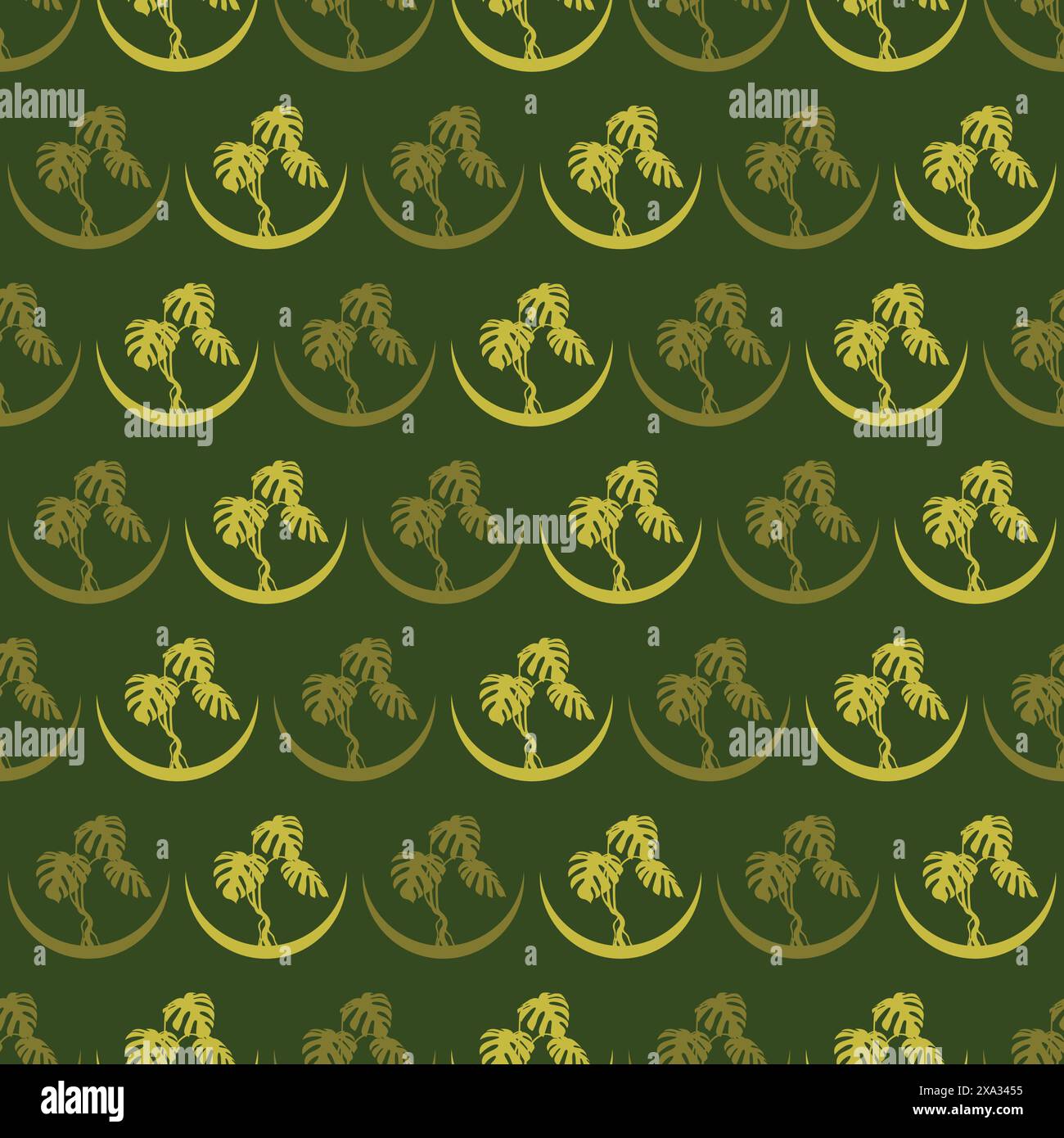 Flat monstera leaves seamless pattern. nature leaf background vector Stock Vector