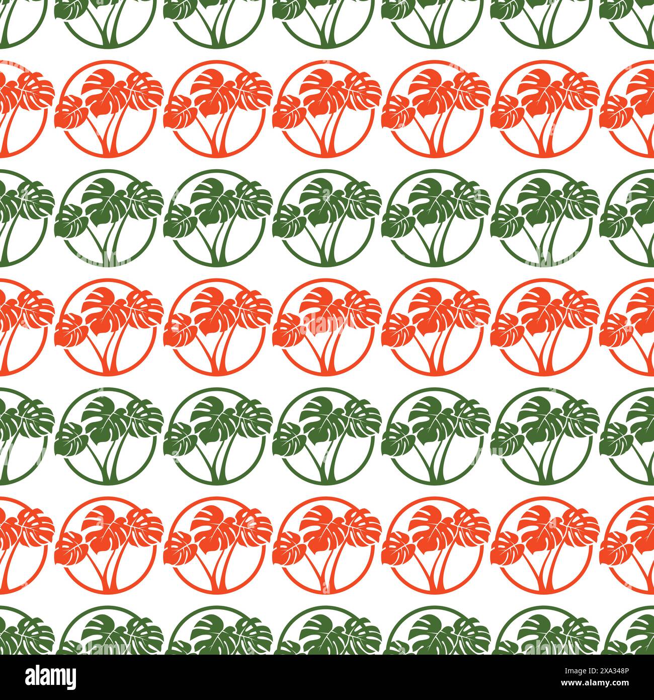 Flat monstera leaves seamless pattern, monstera background simple design Stock Vector