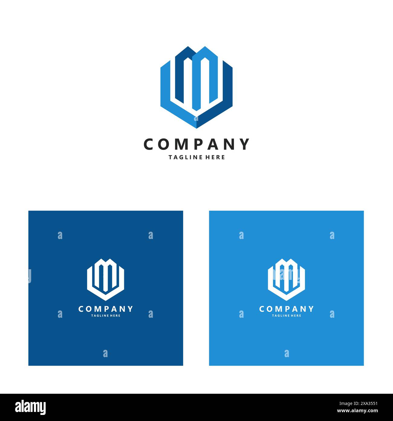 initial letter MV hexagon concept logo design vector Stock Vector