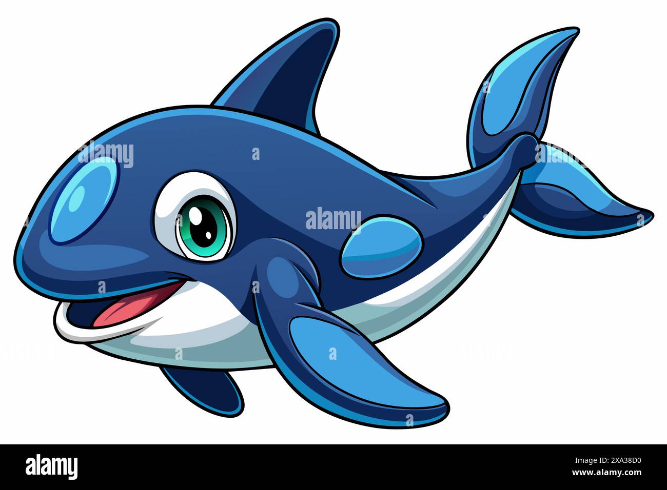 Cute cartoon killer whale illustration isolated on white background ...