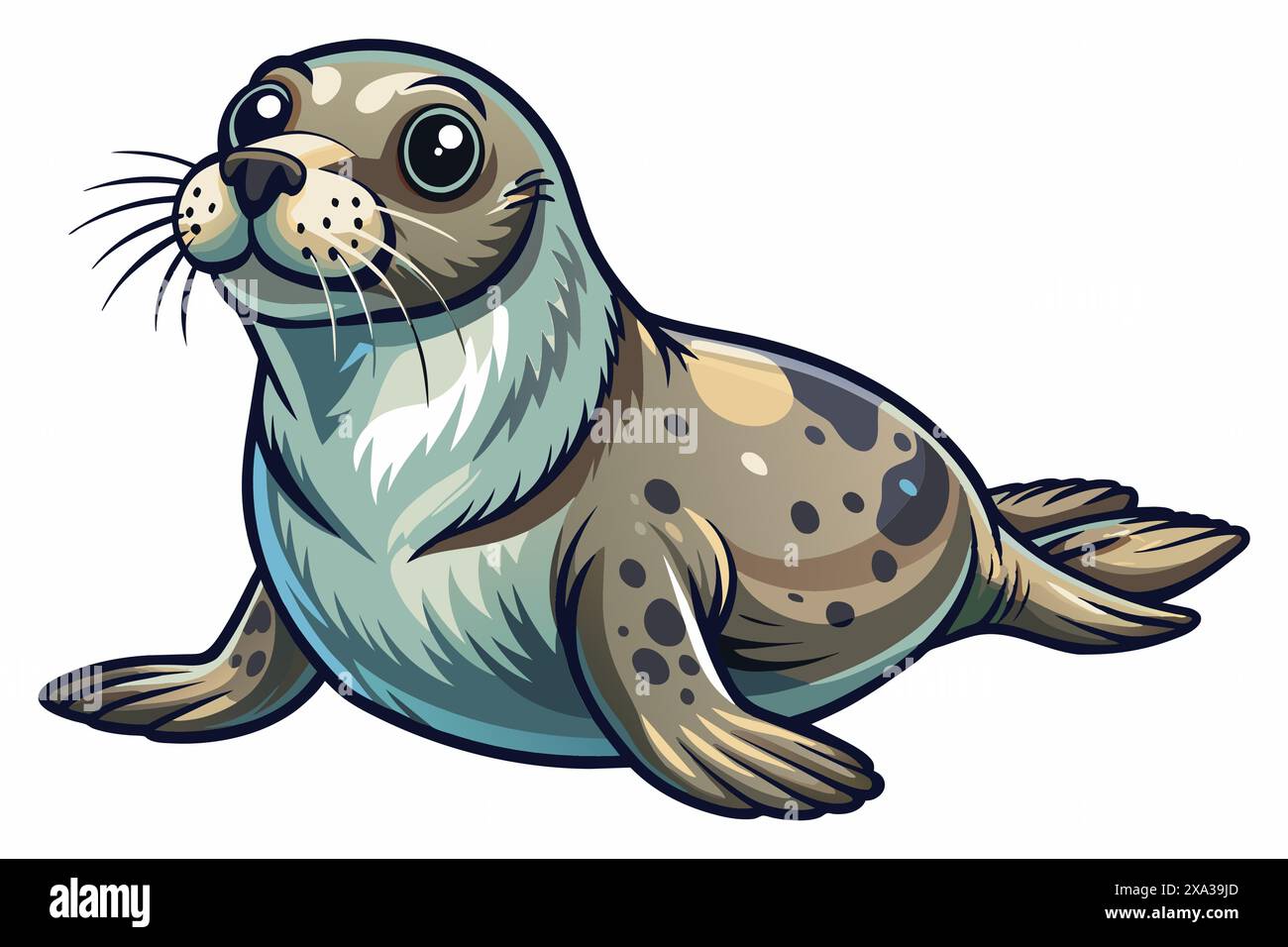 Cartoon illustration of a cute seal isolated on white background ...