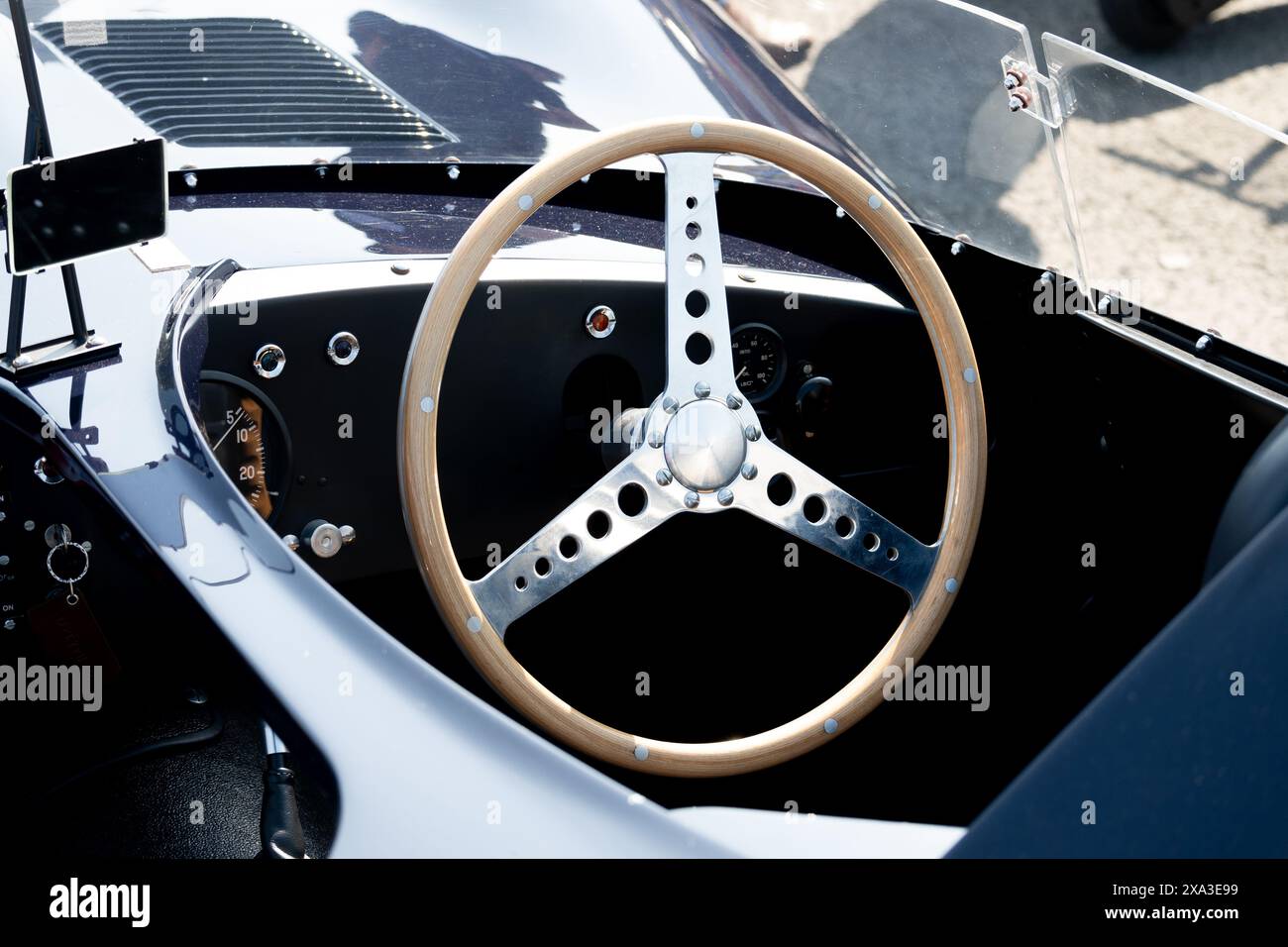 Jaguar D-type steering wheel. Stock Photo