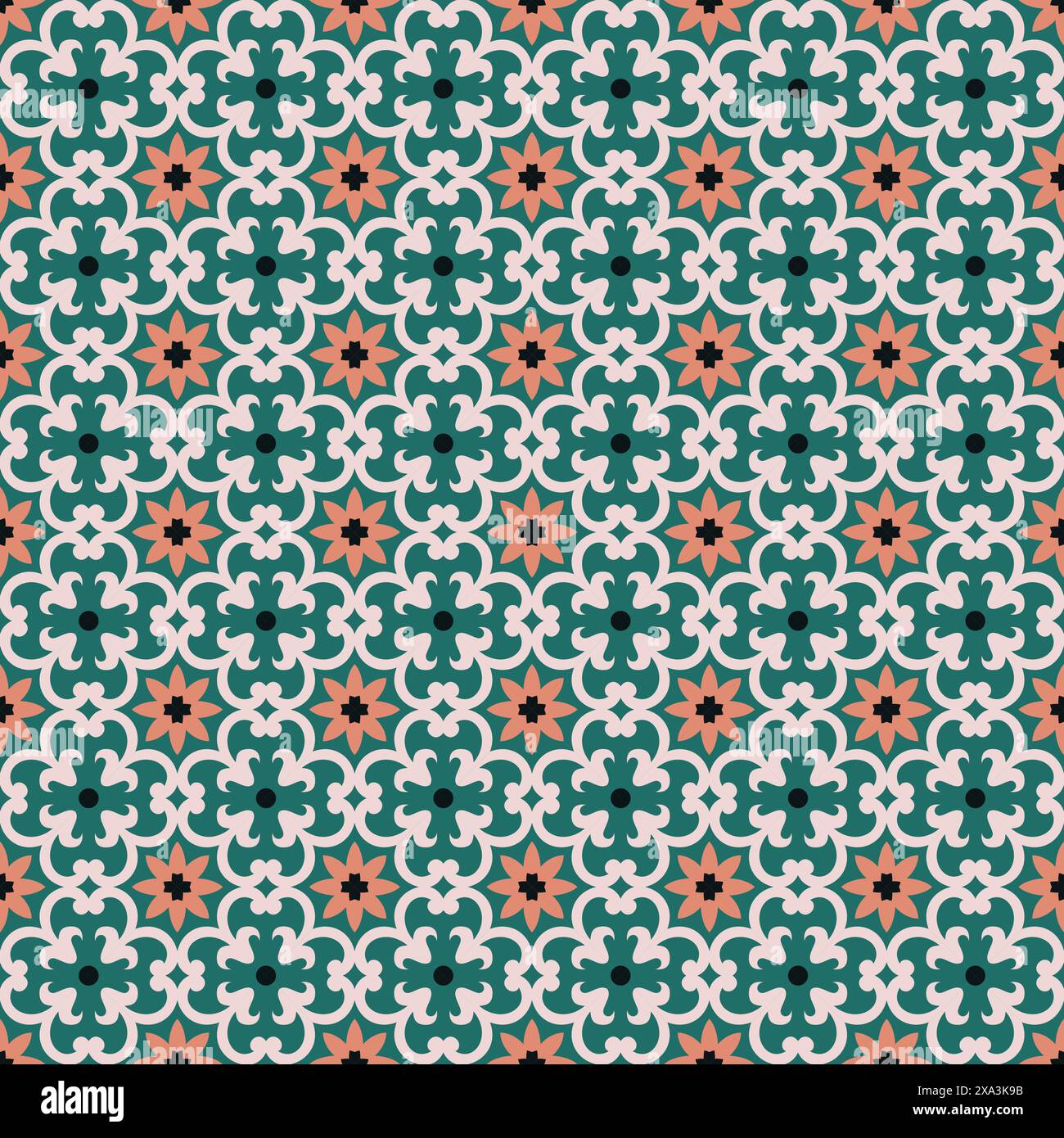 Decorative tile pattern, floral background vintage Stock Vector