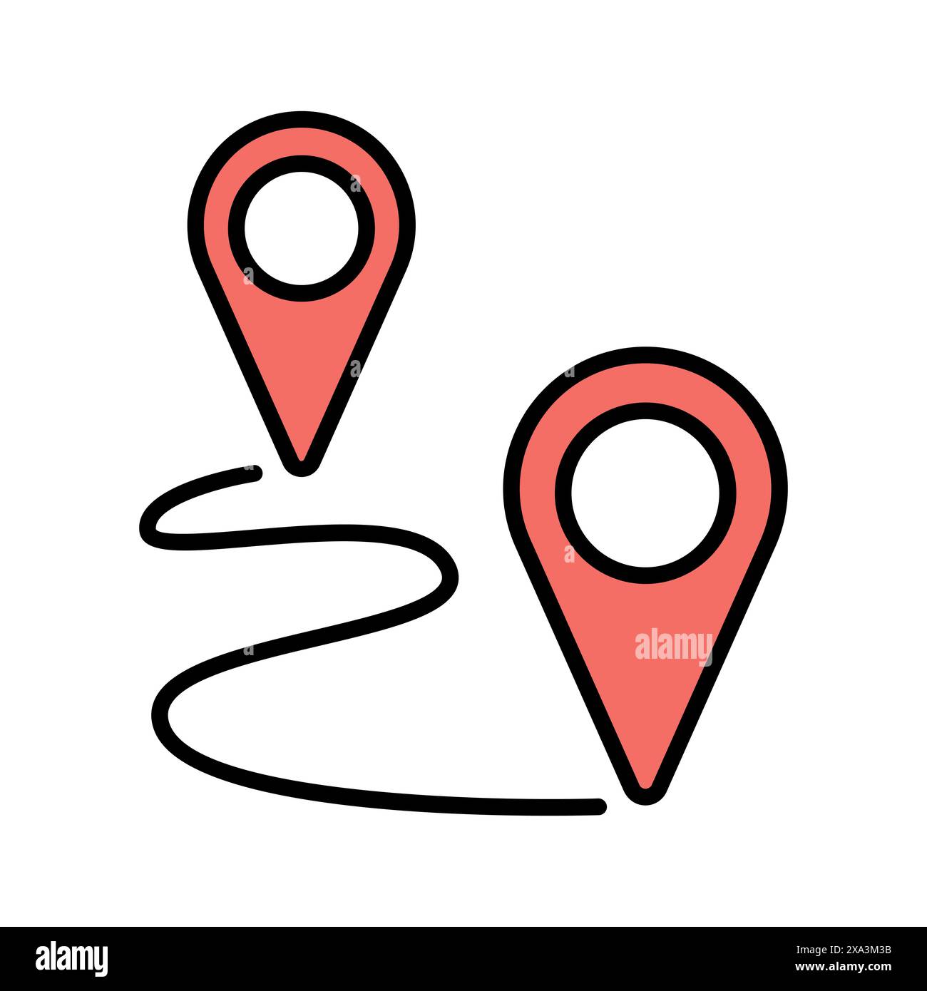 Map set icon. Road sing, red location pin, pointer, route, location ...