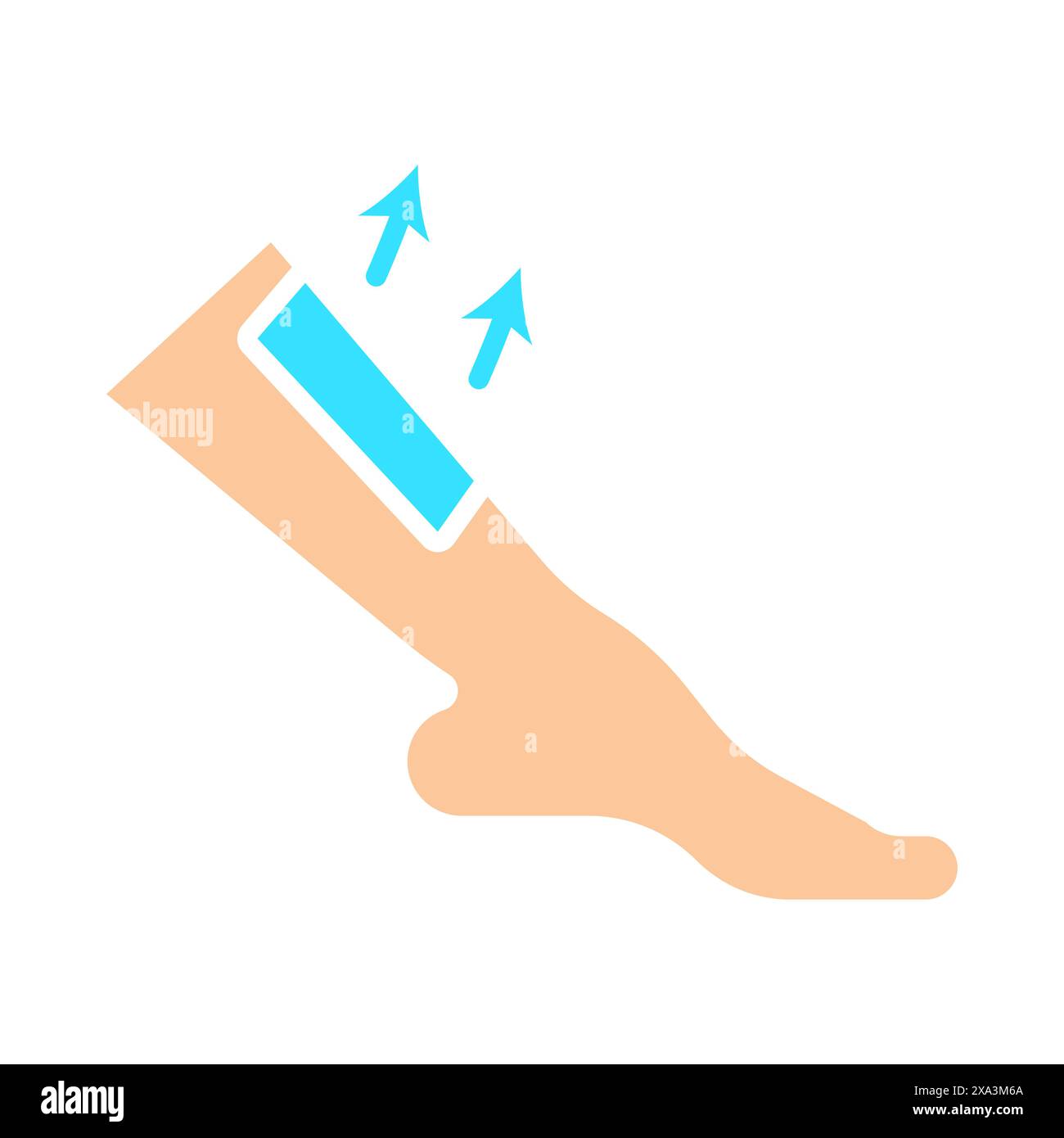 Hair removal icon. Leg with razor, depilation, smooth skin, grooming ...