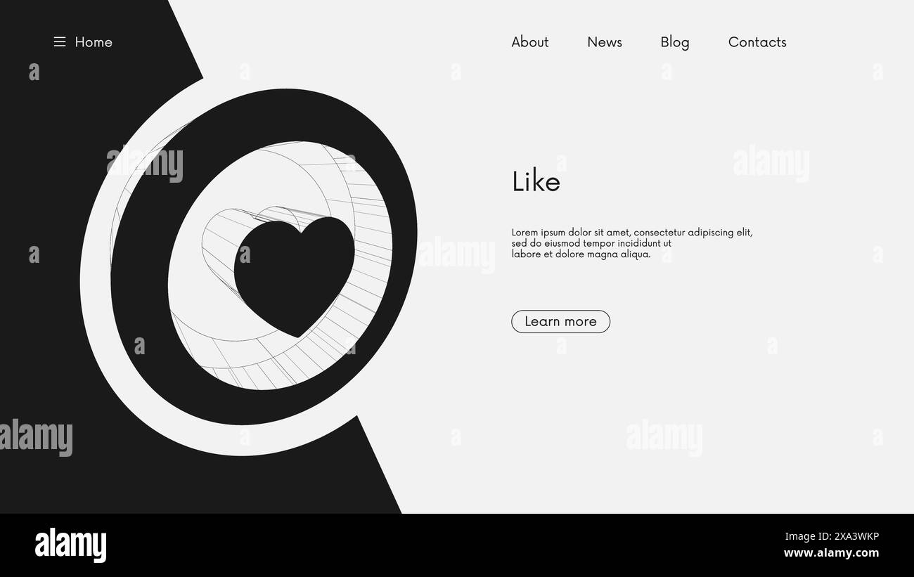Social media notification love like heart icon, futuristic wireframe ...