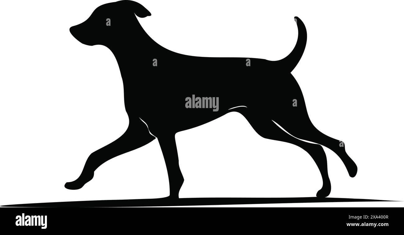 silhouette of a dog, walking dog, black dog, pet dog walk Stock Vector