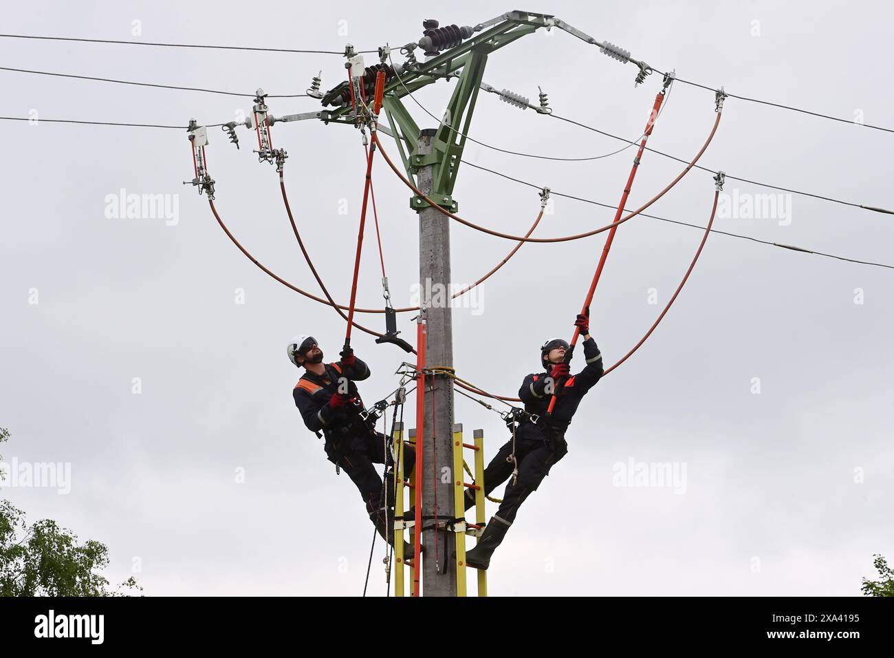 CEZ Distribuce opened a training polygon for working under voltage in Touzim, Karlovy Vary region, Czech Republic, June 6, 2024. (CTK Photo/Slavomir Kubes) Stock Photo
