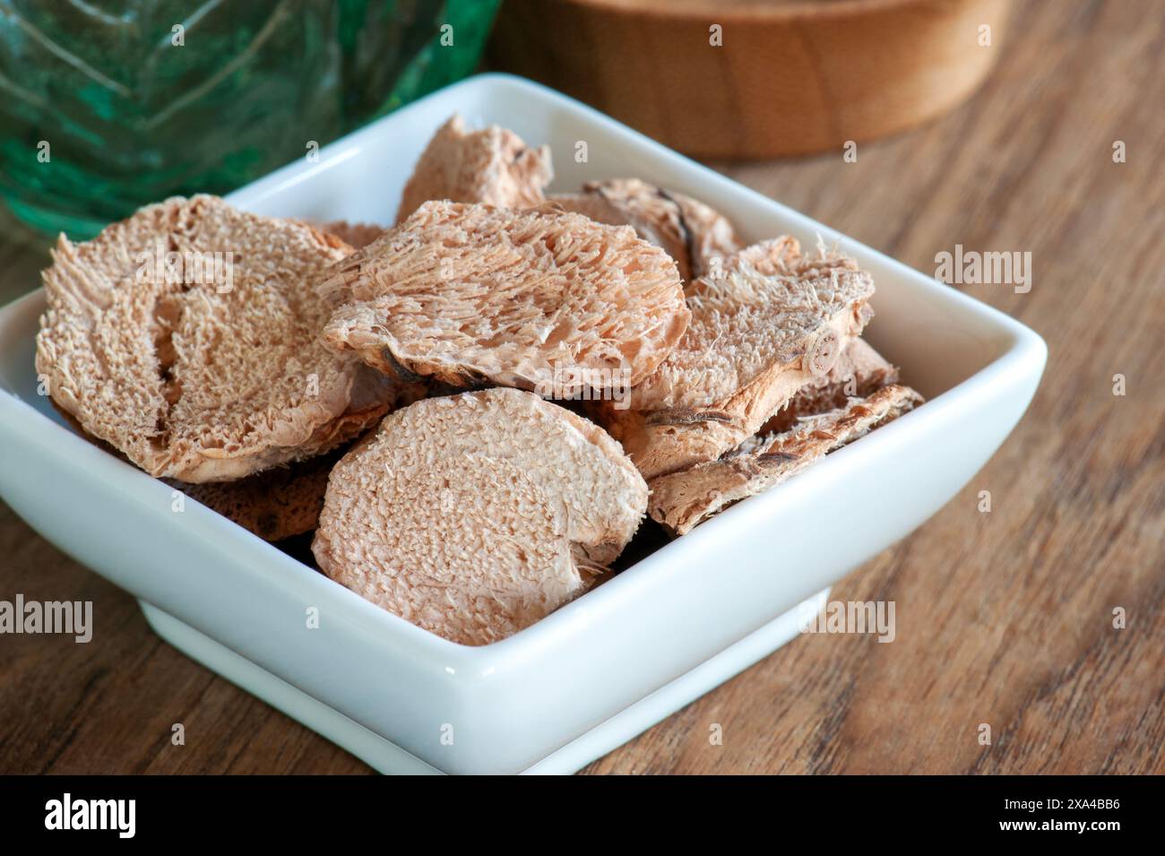 Dish of Dried Galanghal on a kitchen worktop Stock Photo