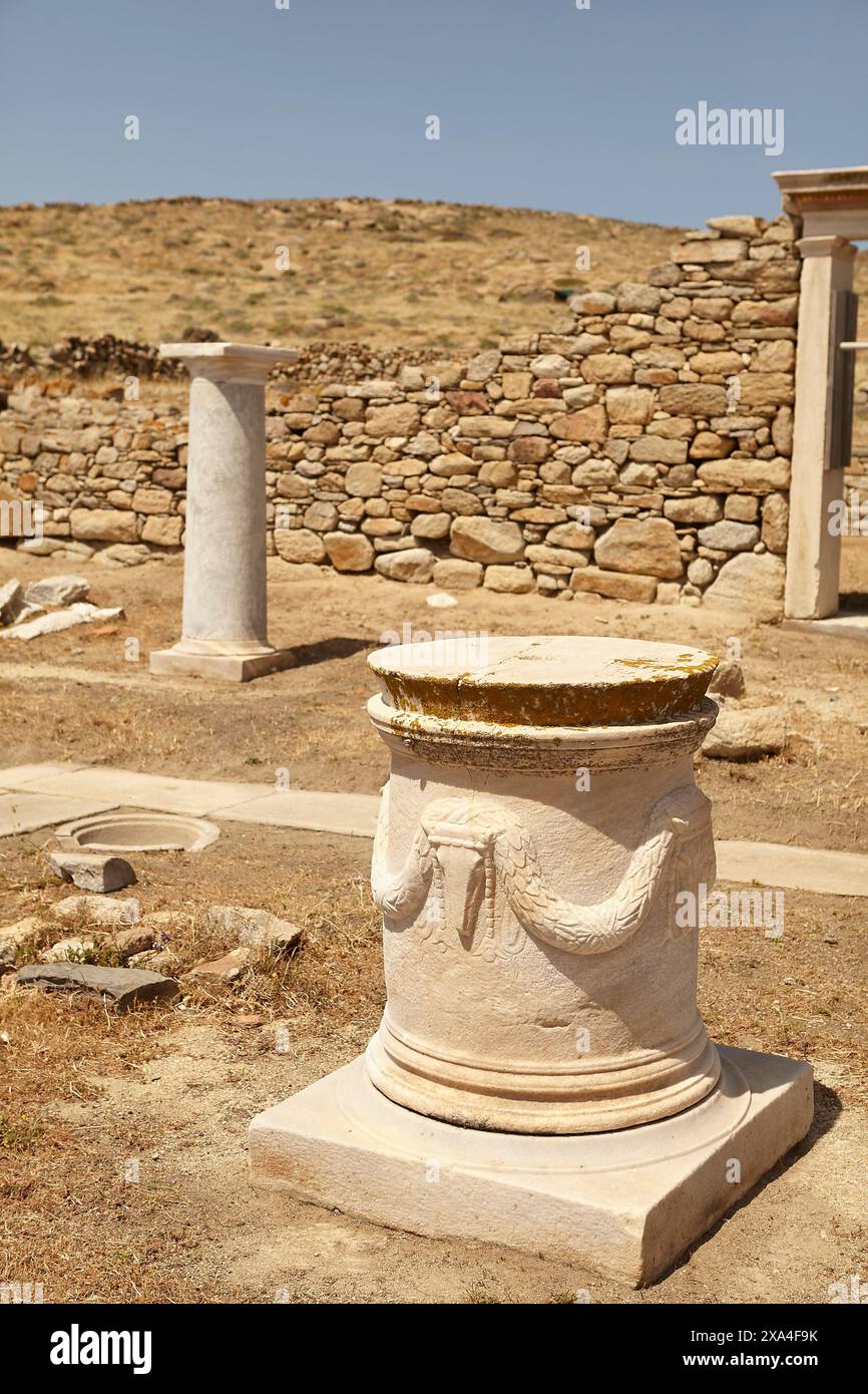 delos archaeological site   greece Stock Photo