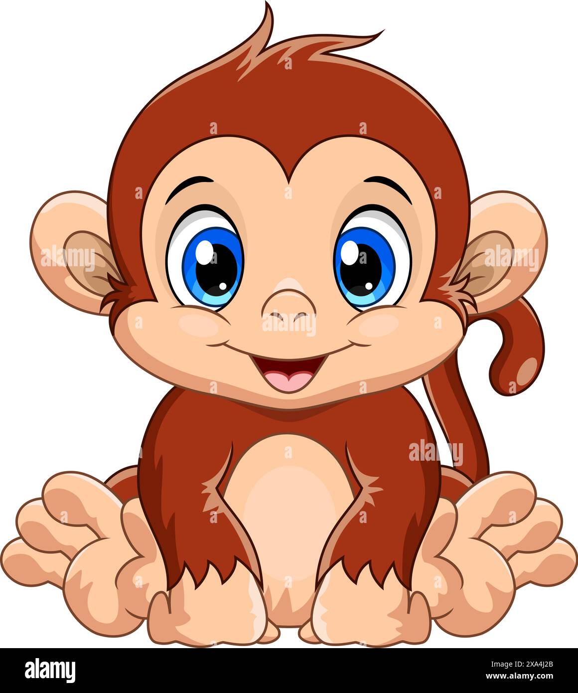 Cartoon cute baby monkey vector illustration on white background Stock ...