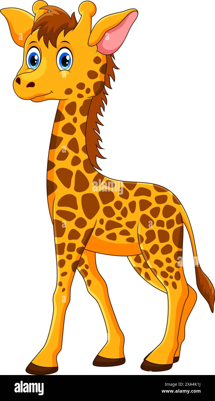 Cute giraffe cartoon isolated on white background Stock Vector