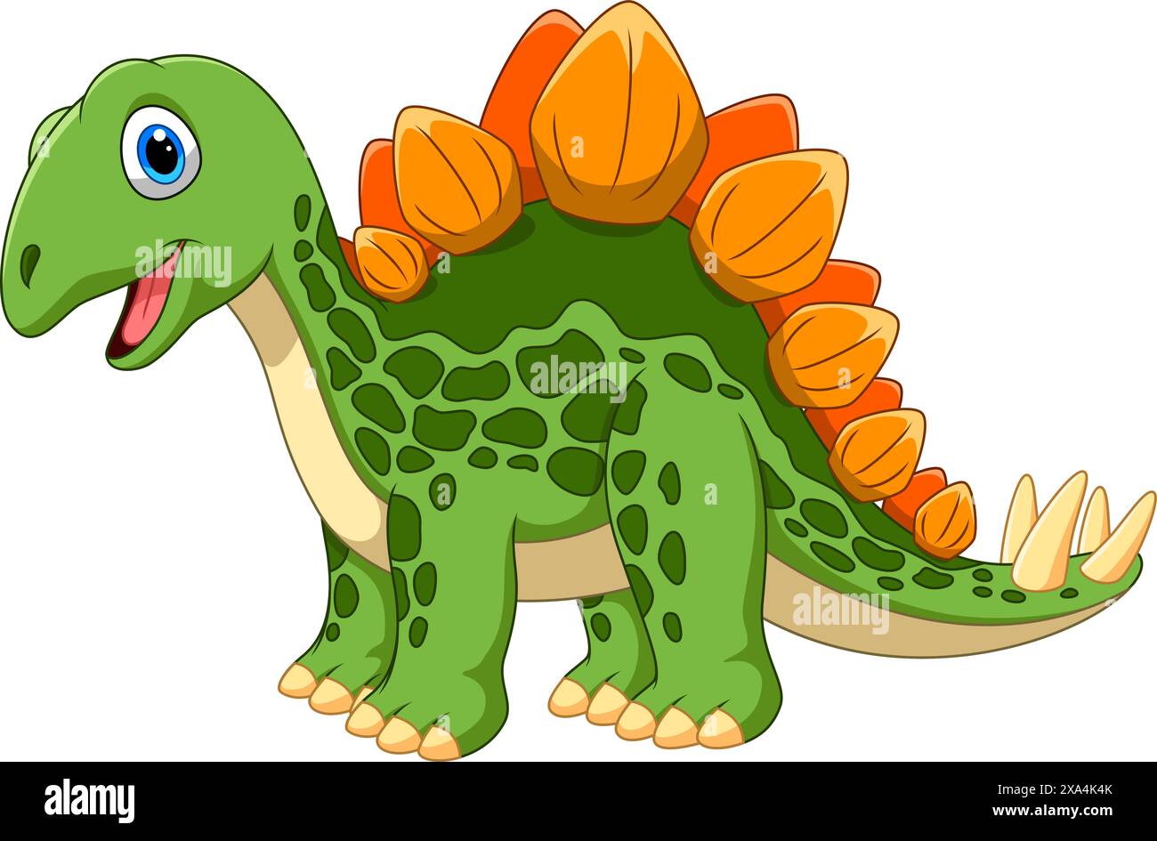 Cute stegosaurus cartoon vector illustration on white background Stock ...
