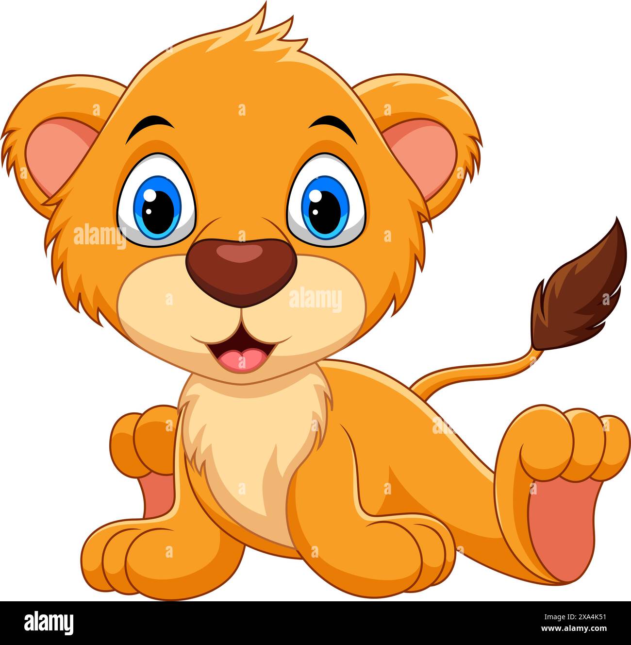 Cute cartoon baby lion isolated on white background Stock Vector Image