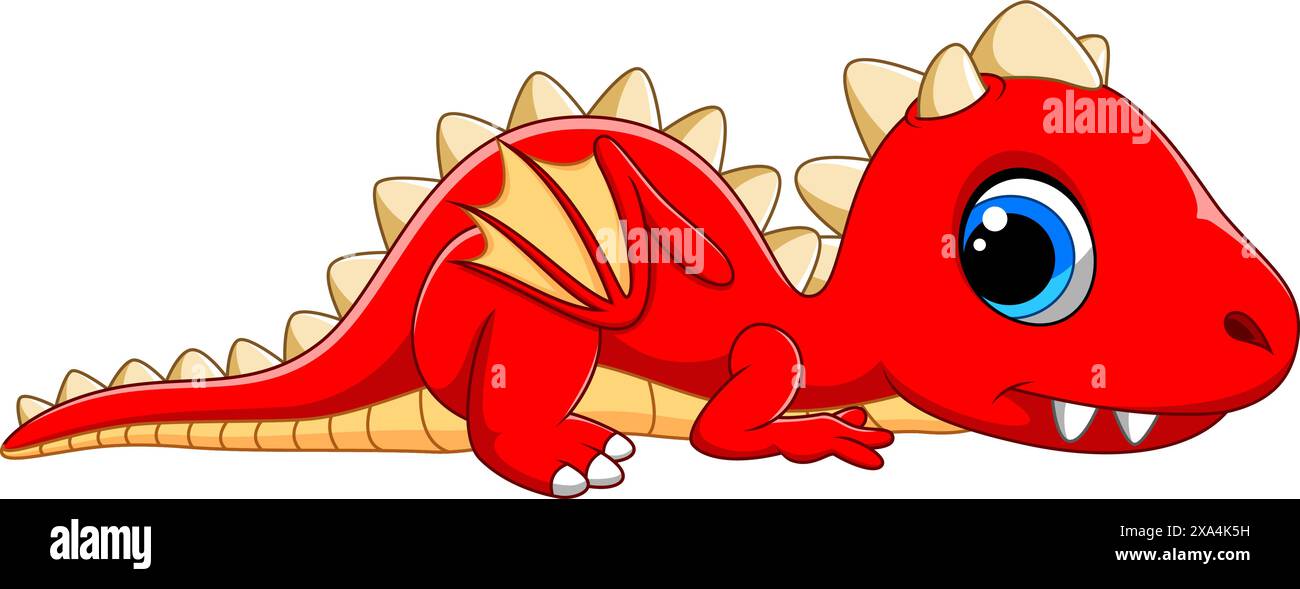 Vector illustration of Cute dragon cartoon isolated on white background Stock Vector