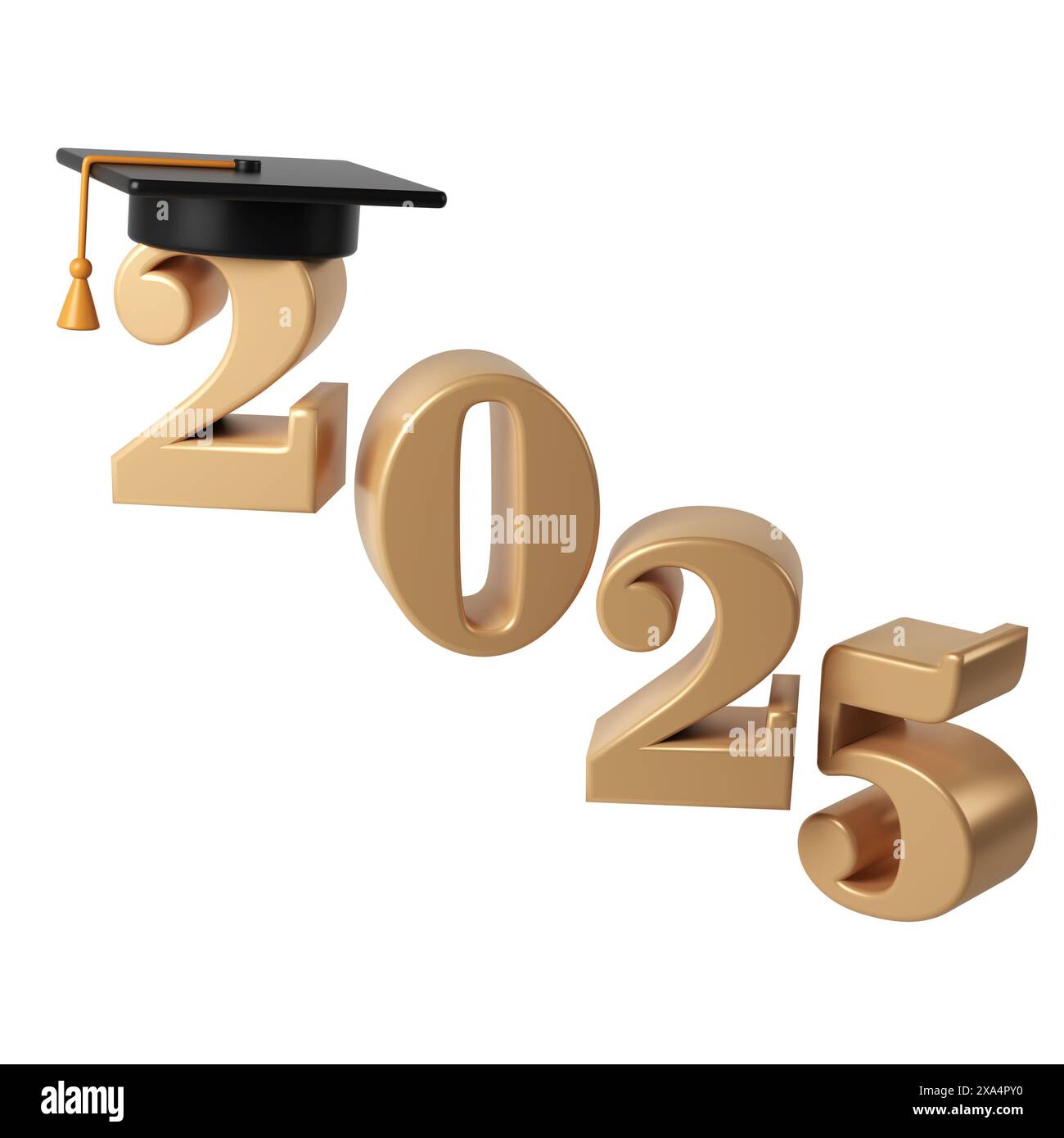 Class of 2025 3d icon. Congratulation graduates design template with