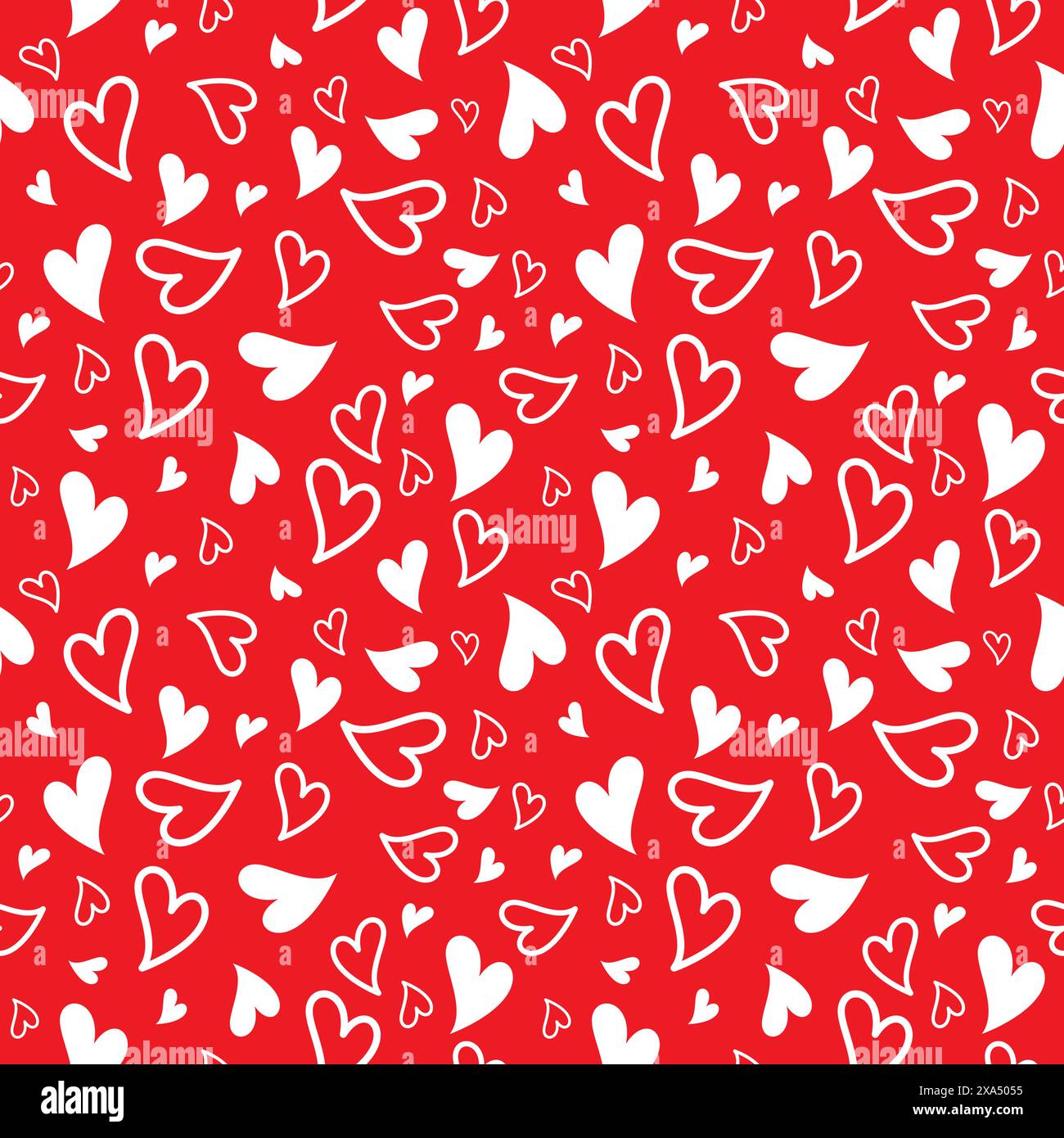 Cute doodle style hearts seamless vector pattern. love background vector Stock Vector