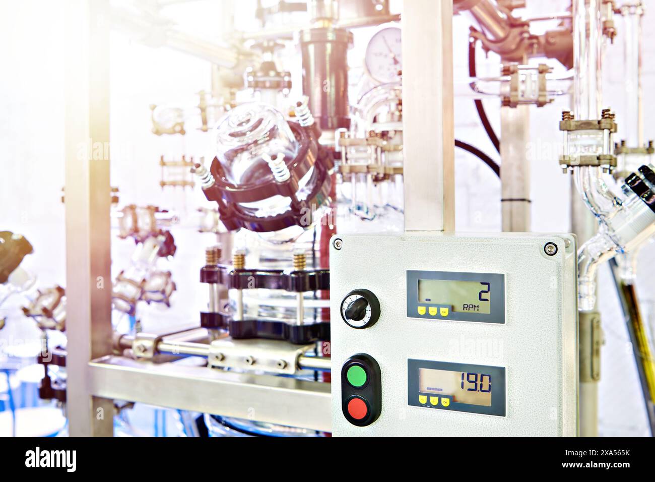Control panel standard laboratory chemical glass reactor Stock Photo ...