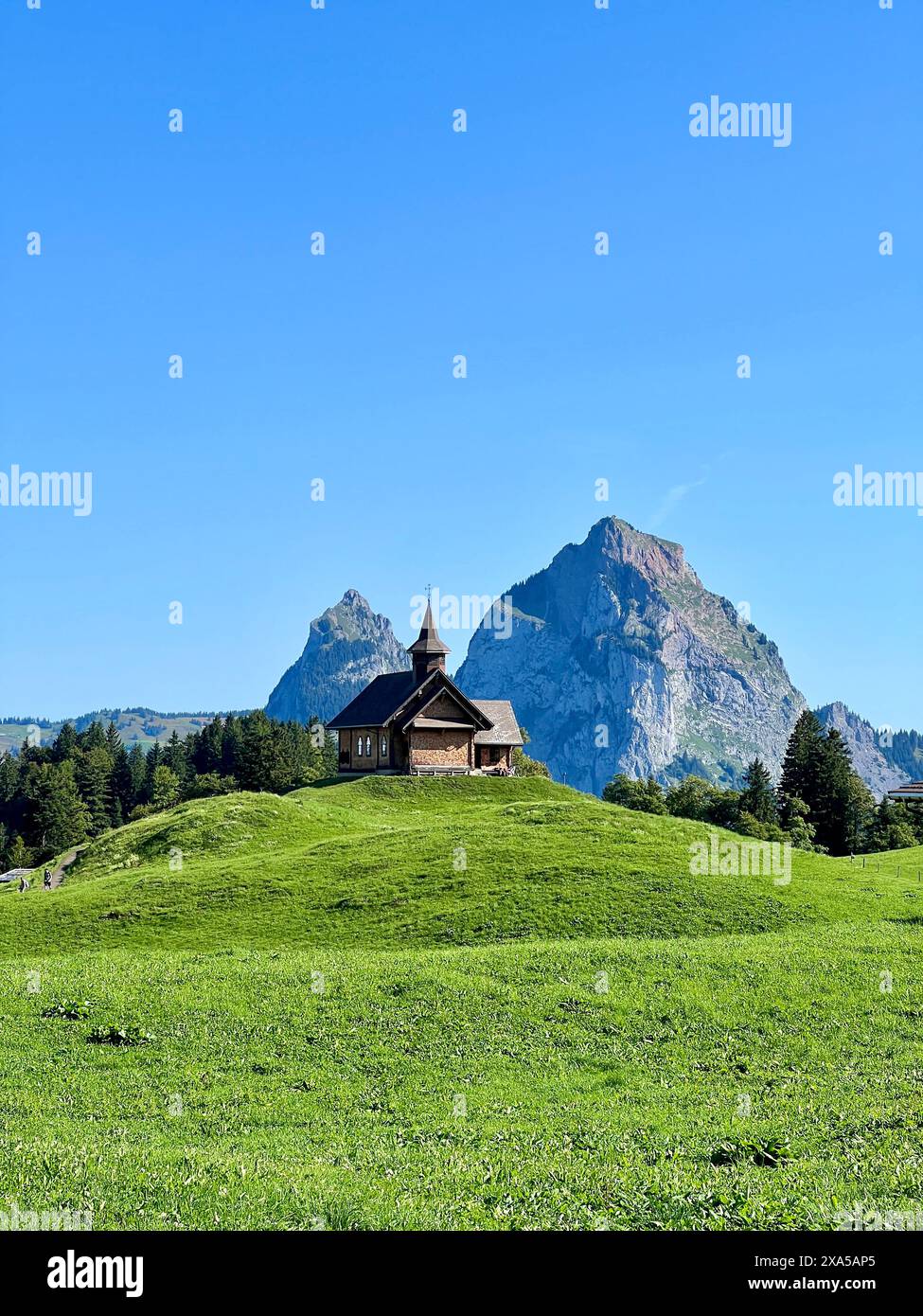 A scenic view of a church in Stoos, in the Swiss countryside Stock ...