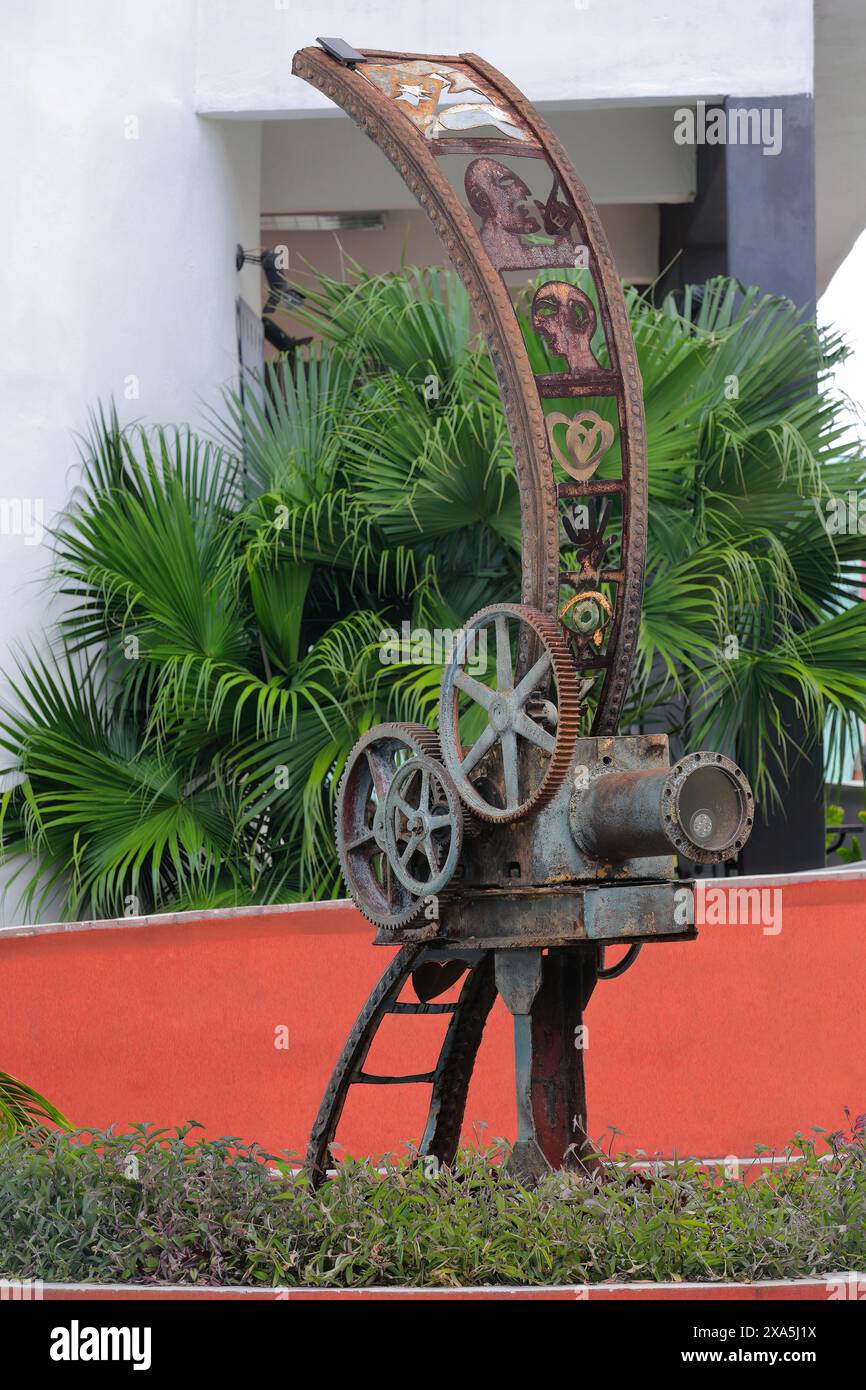 345 'The Light Mill' sculpture on the Thematic Film Walk-Cinemas Street, Ignacio Agramonte from Maceo to Independencia Streets. Camagüey-Cuba. Stock Photo